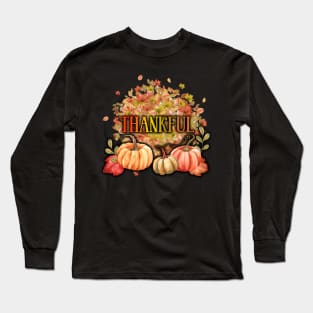 Happy Thanksgiving Day Autumn Fall Maple Leaves Thankful Long Sleeve T-Shirt